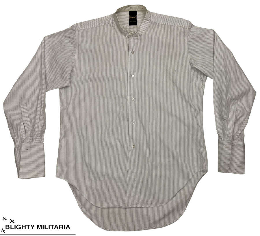 Original 1960s British Needle Stripe Collarless Shirt by 'Consort'