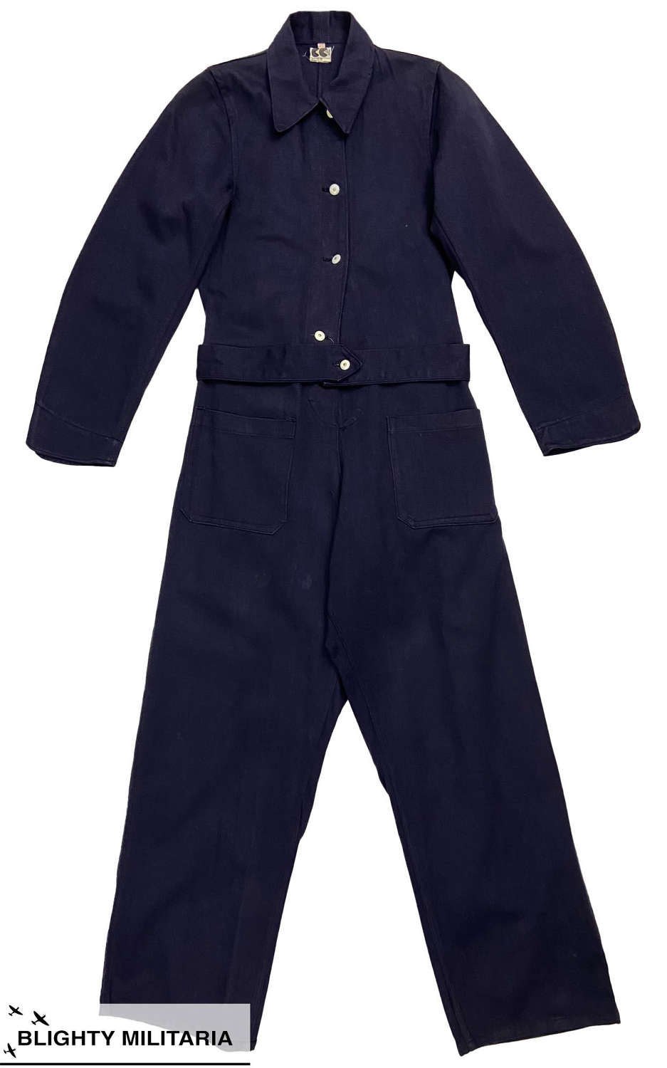Original 1940s CC41 Indigo Blue Cotton Overalls - Size 32