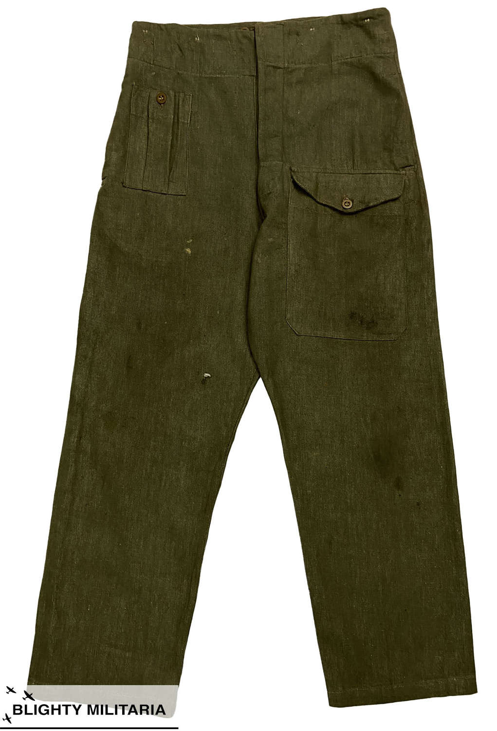 Original 1951 Dated British Denim Battledress Trousers - Size 8