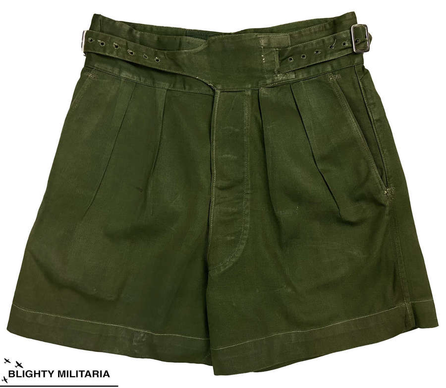 Original 1952 Dated British 1950 Pattern Jungle Green Shorts.
