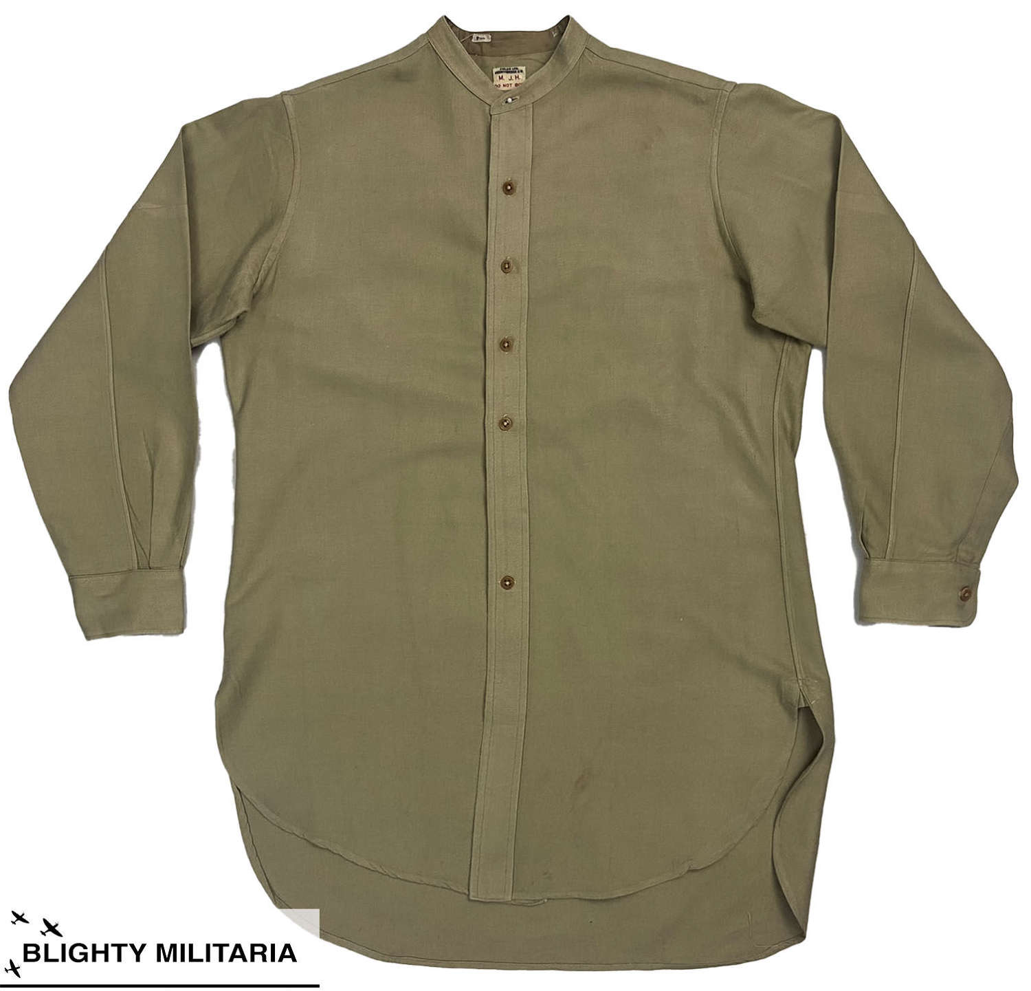 Original 1940s British Army Officer's Collarless Shirt by 'Coles'