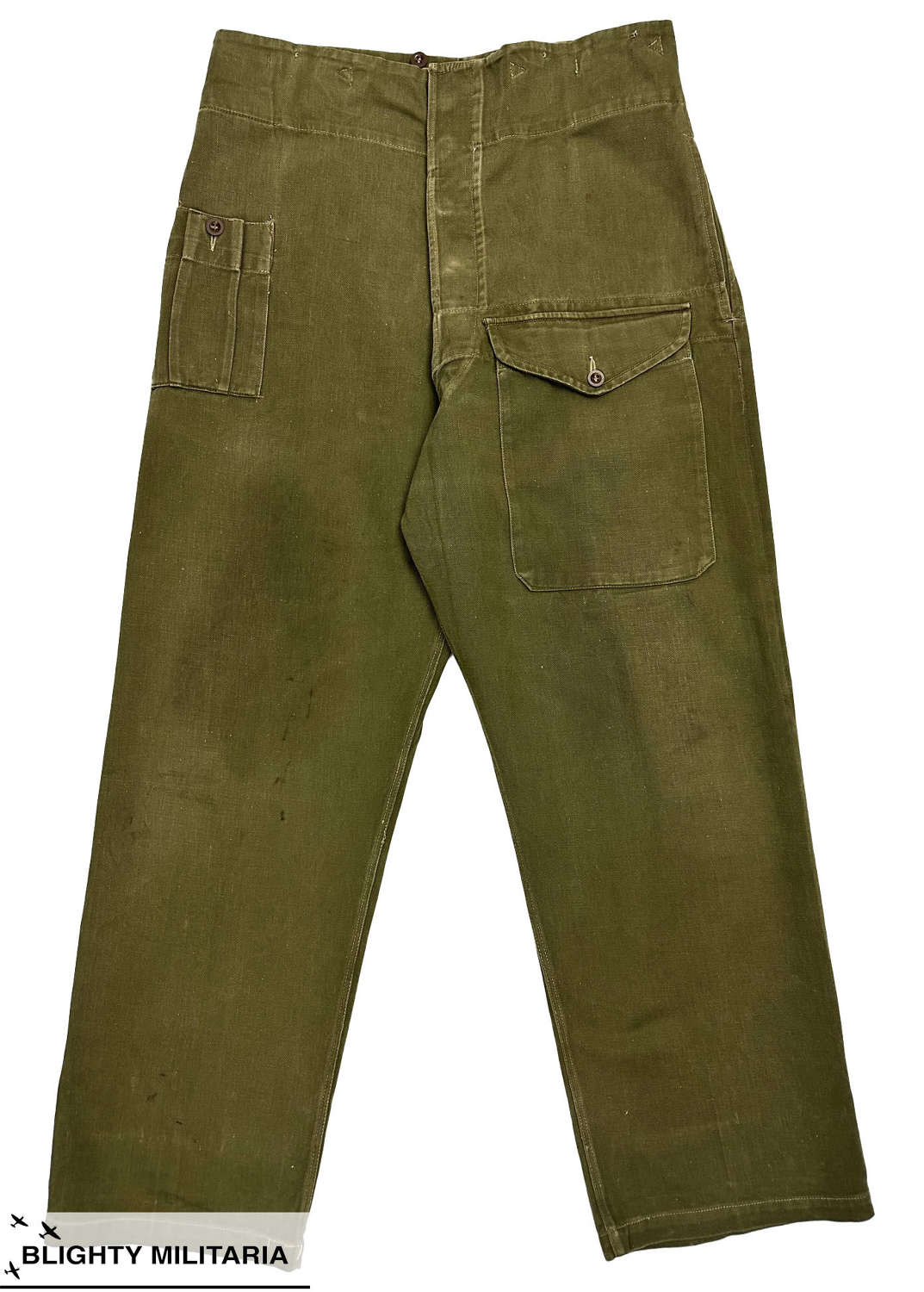Rare WW2 British Army Drill Green Fatigue Trousers