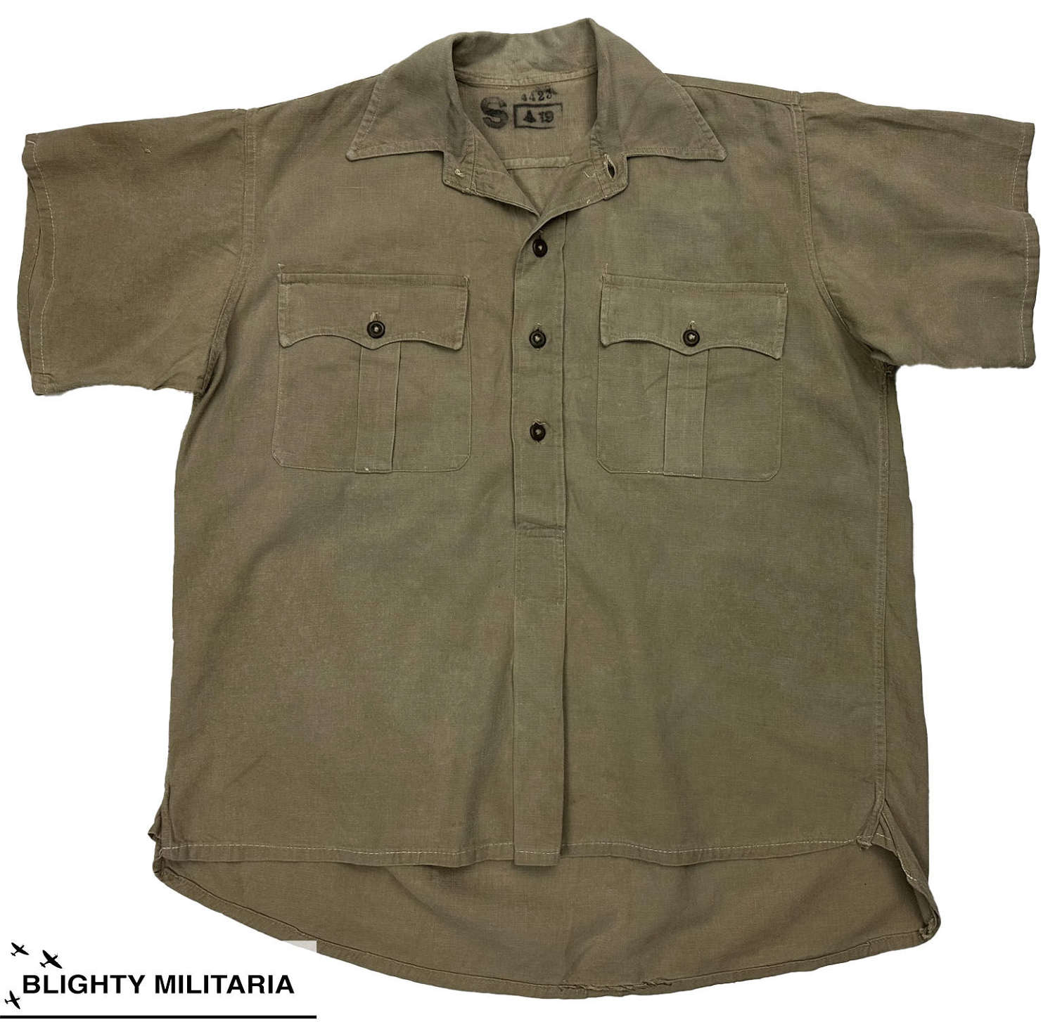 Original 1940s British Military Khaki Drill Shirt