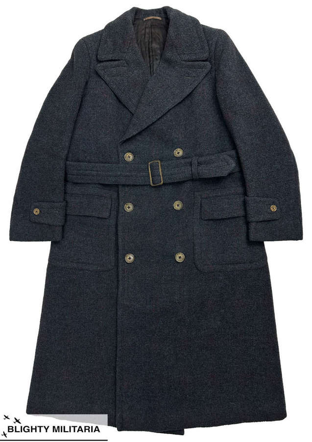 Original 1940s British Men's Double Breasted Blue Overcoat