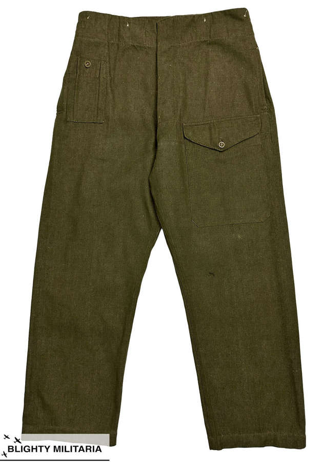 Original 1952 Dated British Denim Battledress Trousers - Size 8