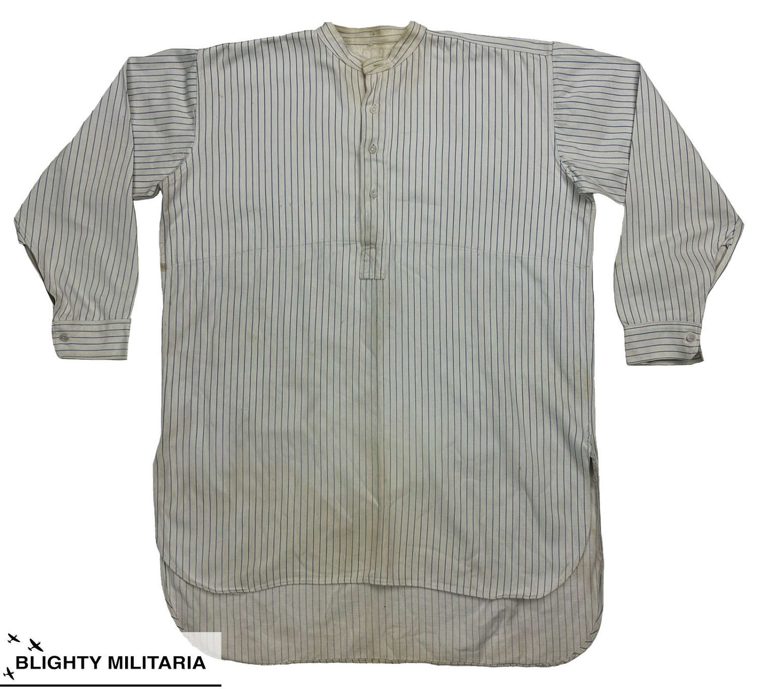 Original 1940s British Cotton Striped Collarless Shirt