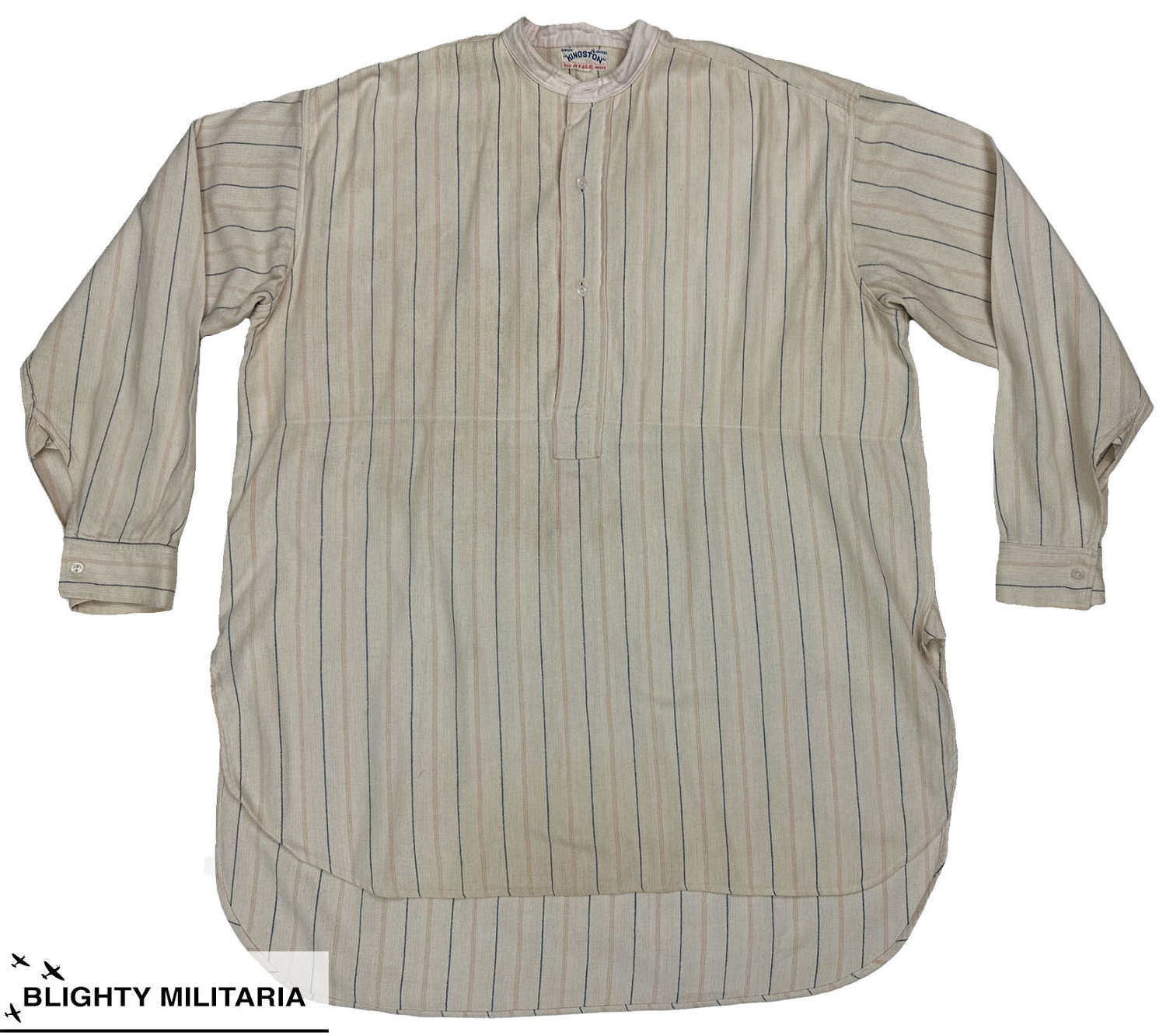 Original 1930s British Collarless Wool Flannel Shirt by 'Kingston'