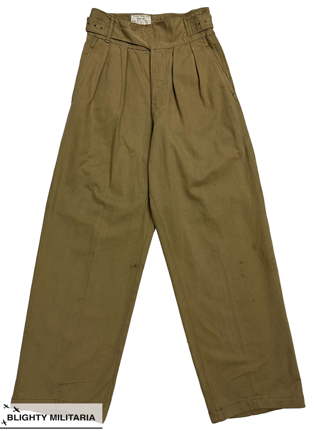 Original 1957 Dated 1950 Pattern Khaki Drill Trousers - Size 9