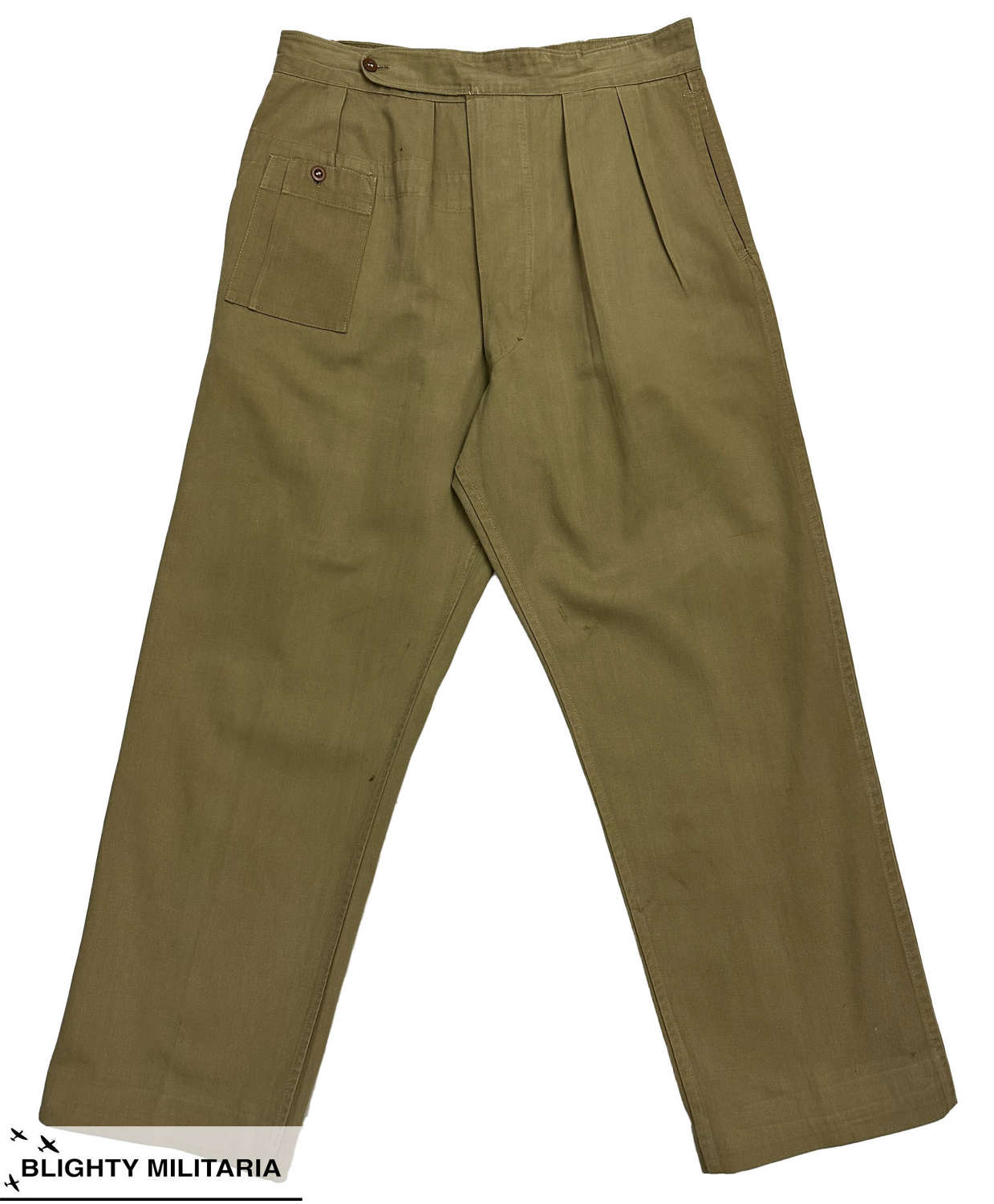 Original 1944 Dated Indian Made 1942 Pattern Khaki Drill Trousers