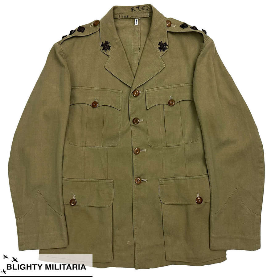Original WW2 British Army Officer's Khaki Drill Tunic - Notts & Derby