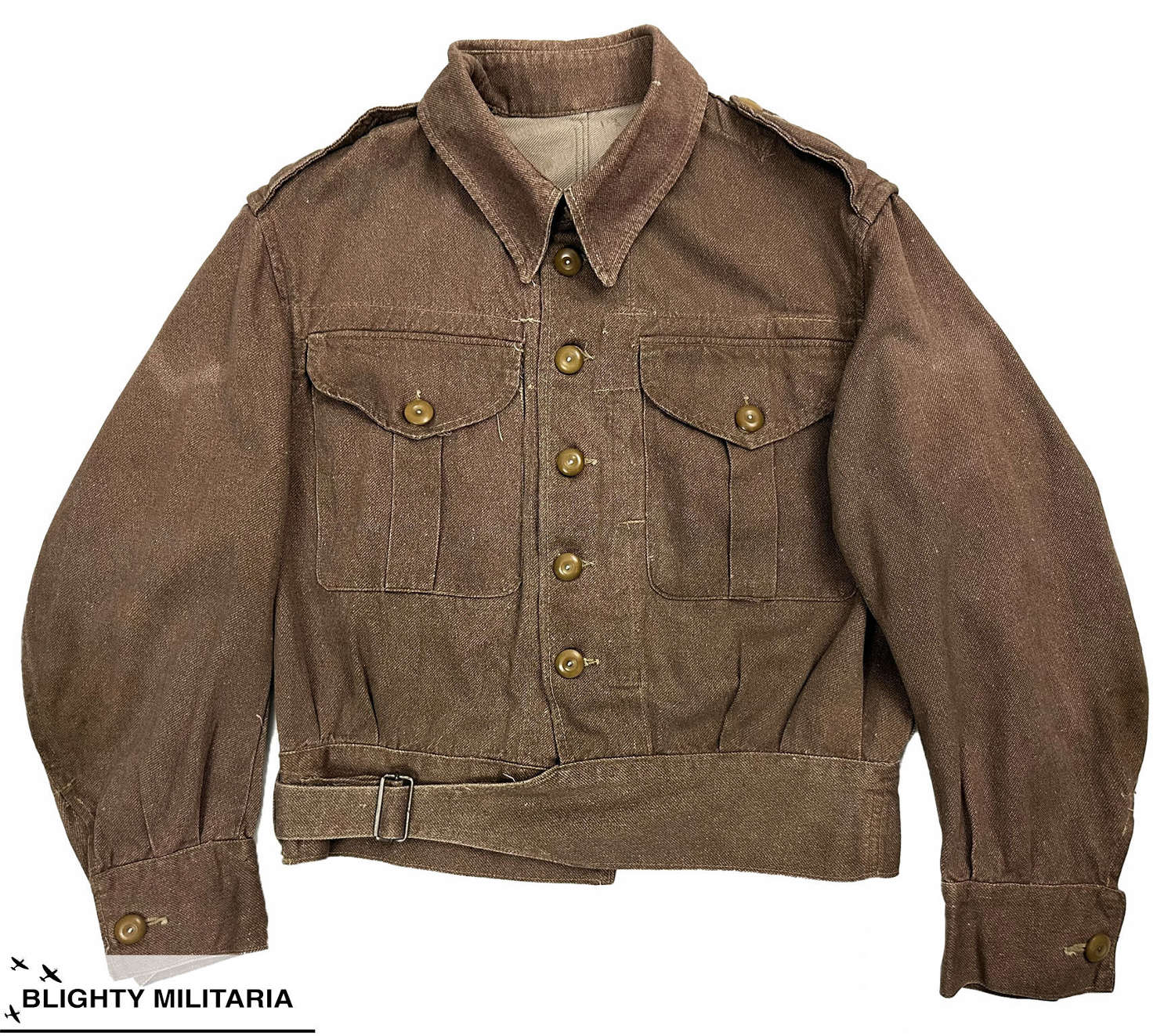 Original Early WW2 British Army Denim Battledress Blouse - Brown