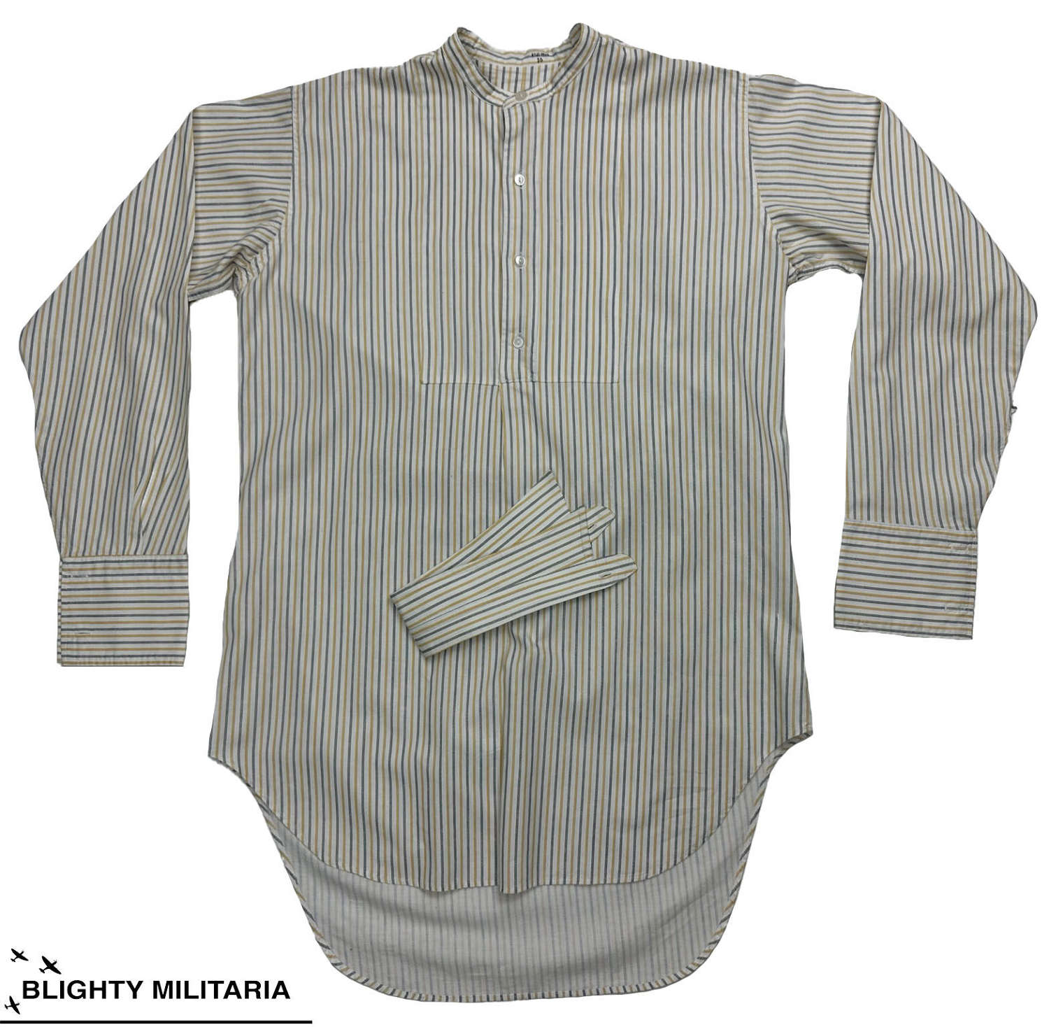 Original 1950s British Bold Striped Detachable Collar Shirt - Size 16