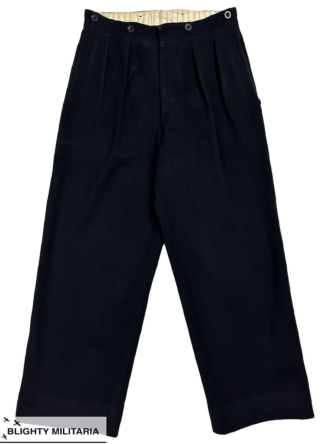 Original 1950s British Royal Navy Black Wool Officer's Trousers