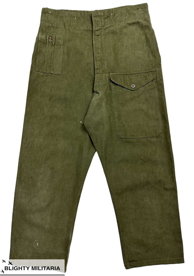 Original 1952 Dated British Denim Battledress Trousers - Size 9