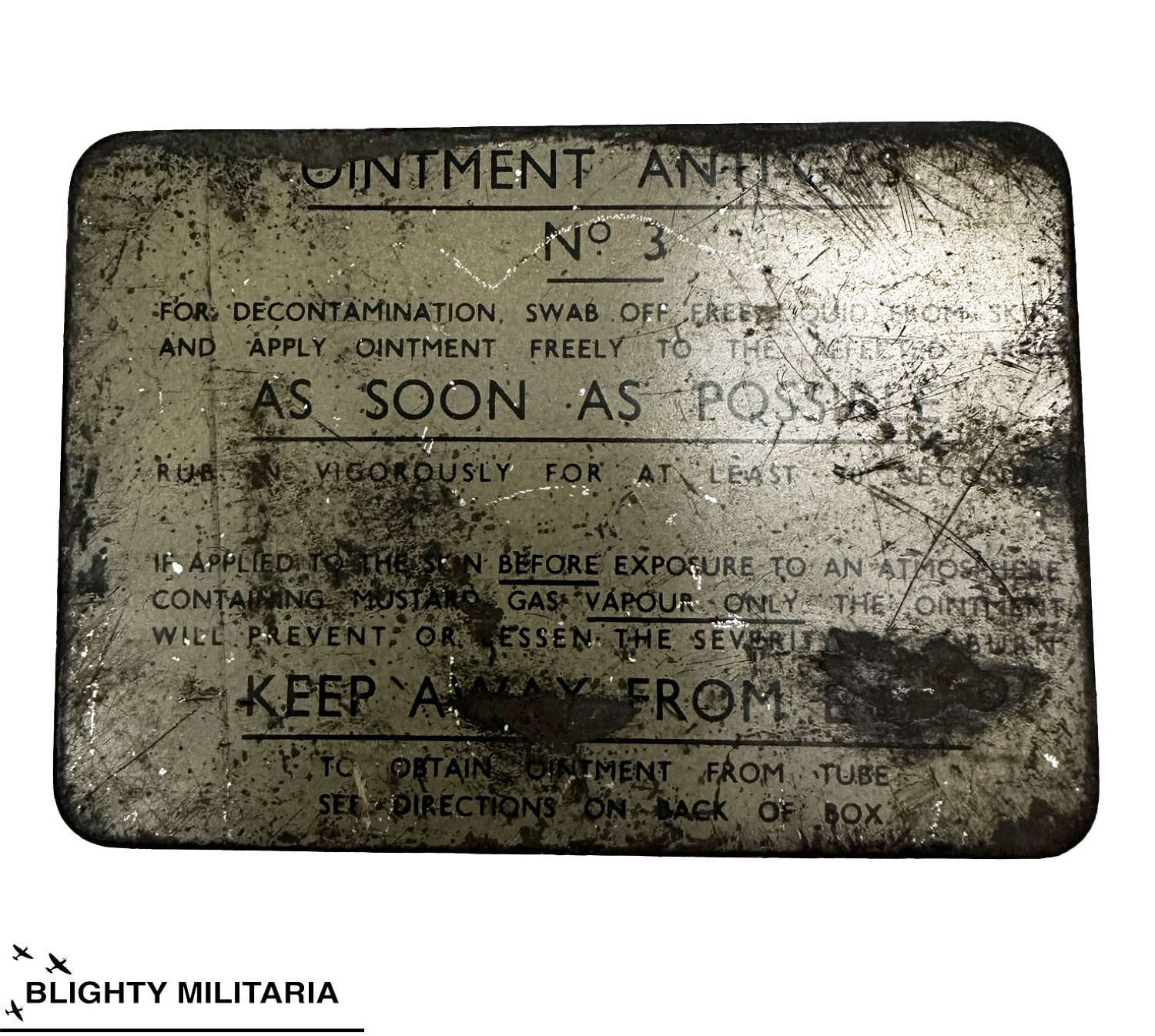 Original WW2 Ointment Anti-Gas No. 3 Tin