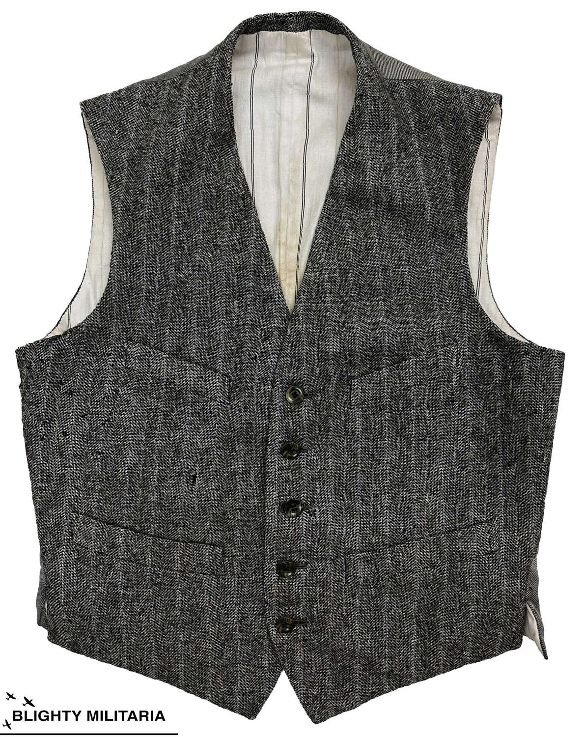 Original 1940s French Grey Wool Waistcoat