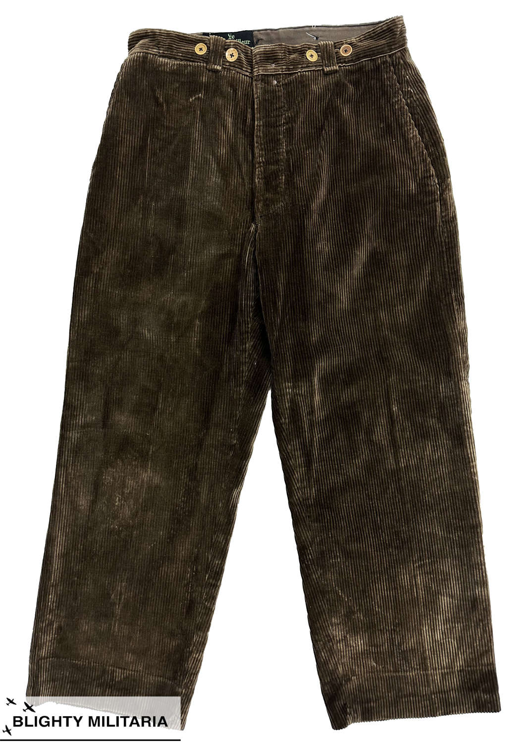 Original 1940s French Corduroy Work Trousers - Size 33x29
