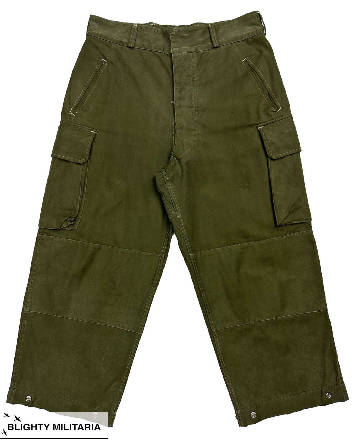 Original 1950s French Army M47 Trousers - Size 35x26