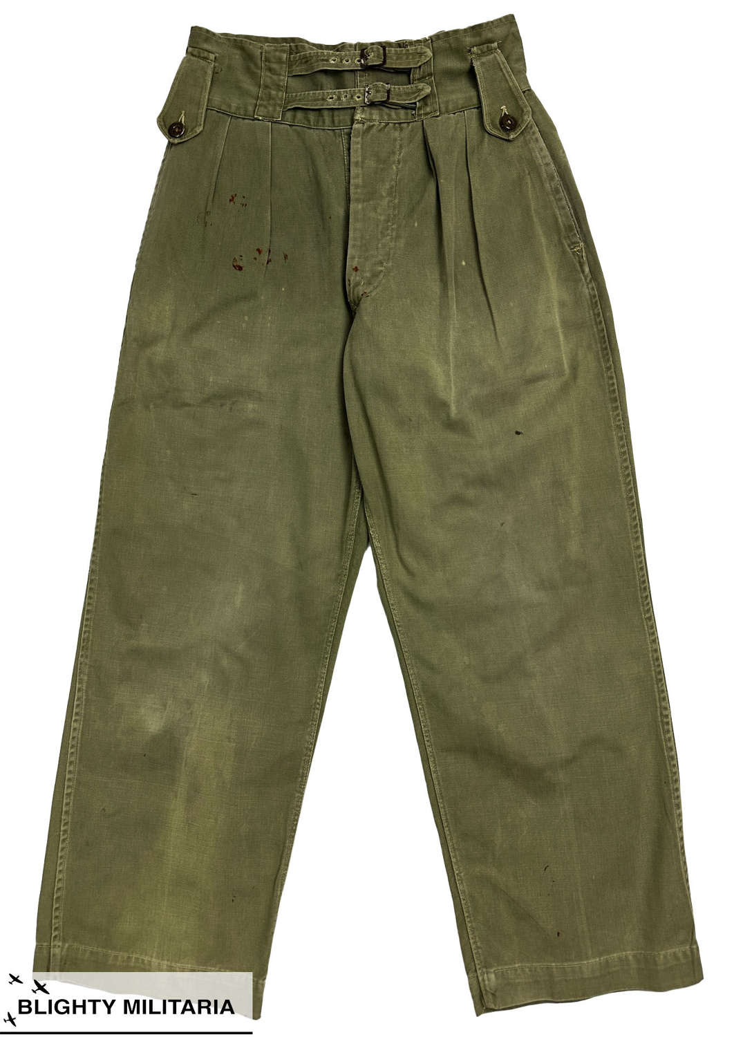 Original 1940s Canadian Jungle Green Trousers - Size 27 x 27
