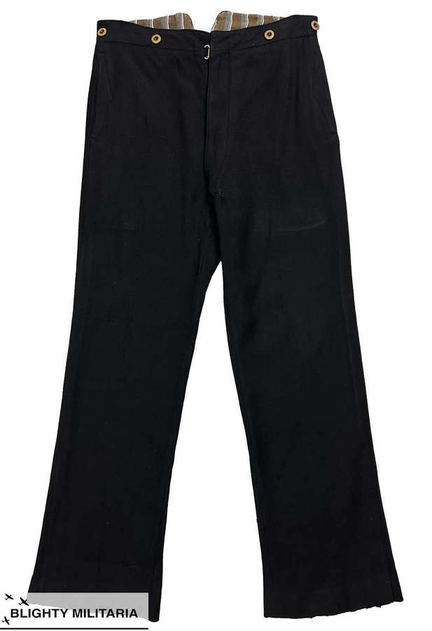 Original 1920s French Black Whipcord Workwear Trousers - Size 30 x 28.