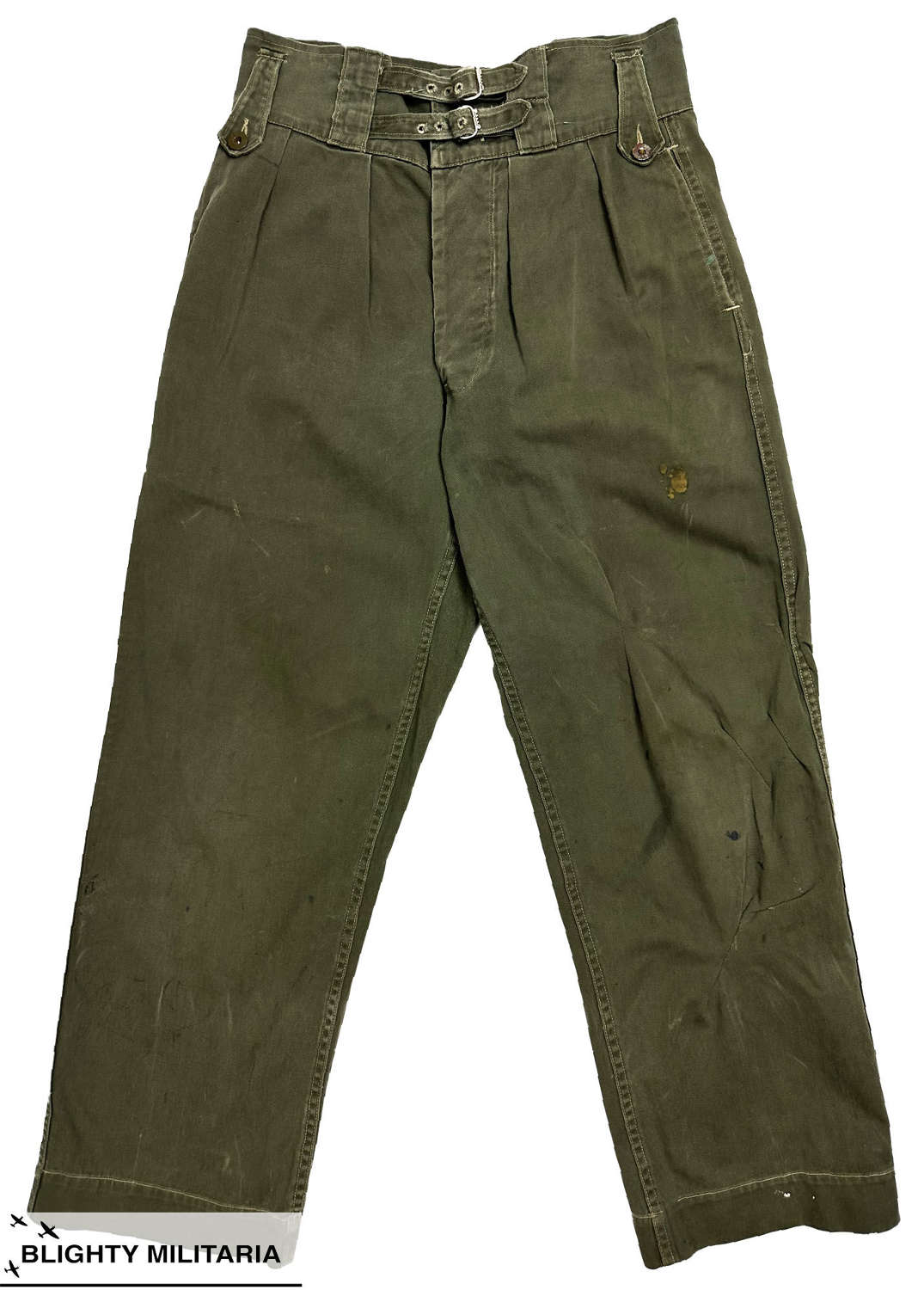 Original 1940s Canadian Jungle Green Trousers - Size 29x28