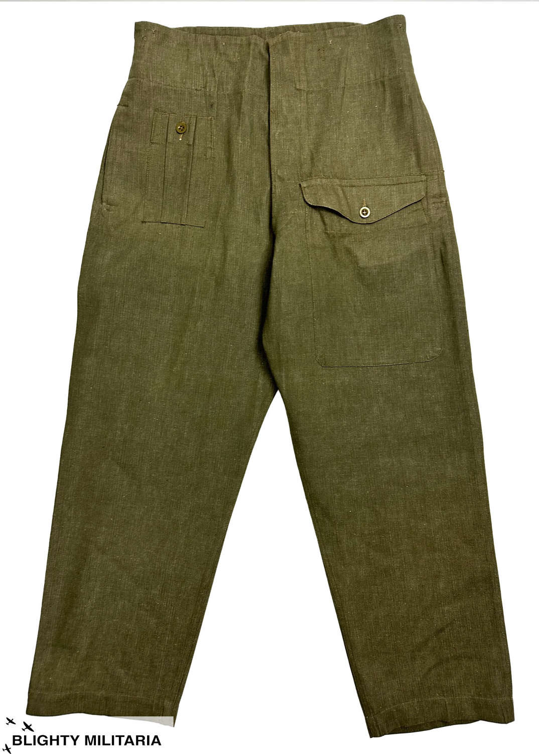 Original 1951 Dated British Denim Battledress Trousers - Size 4