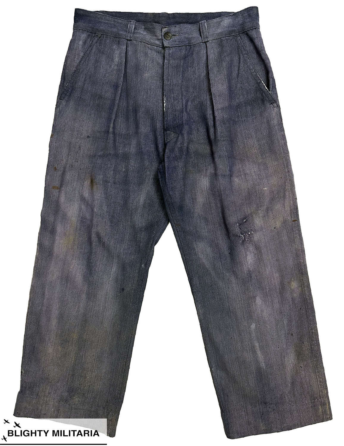Original 1950s French Navy Denim Work Trousers - Size 32x35