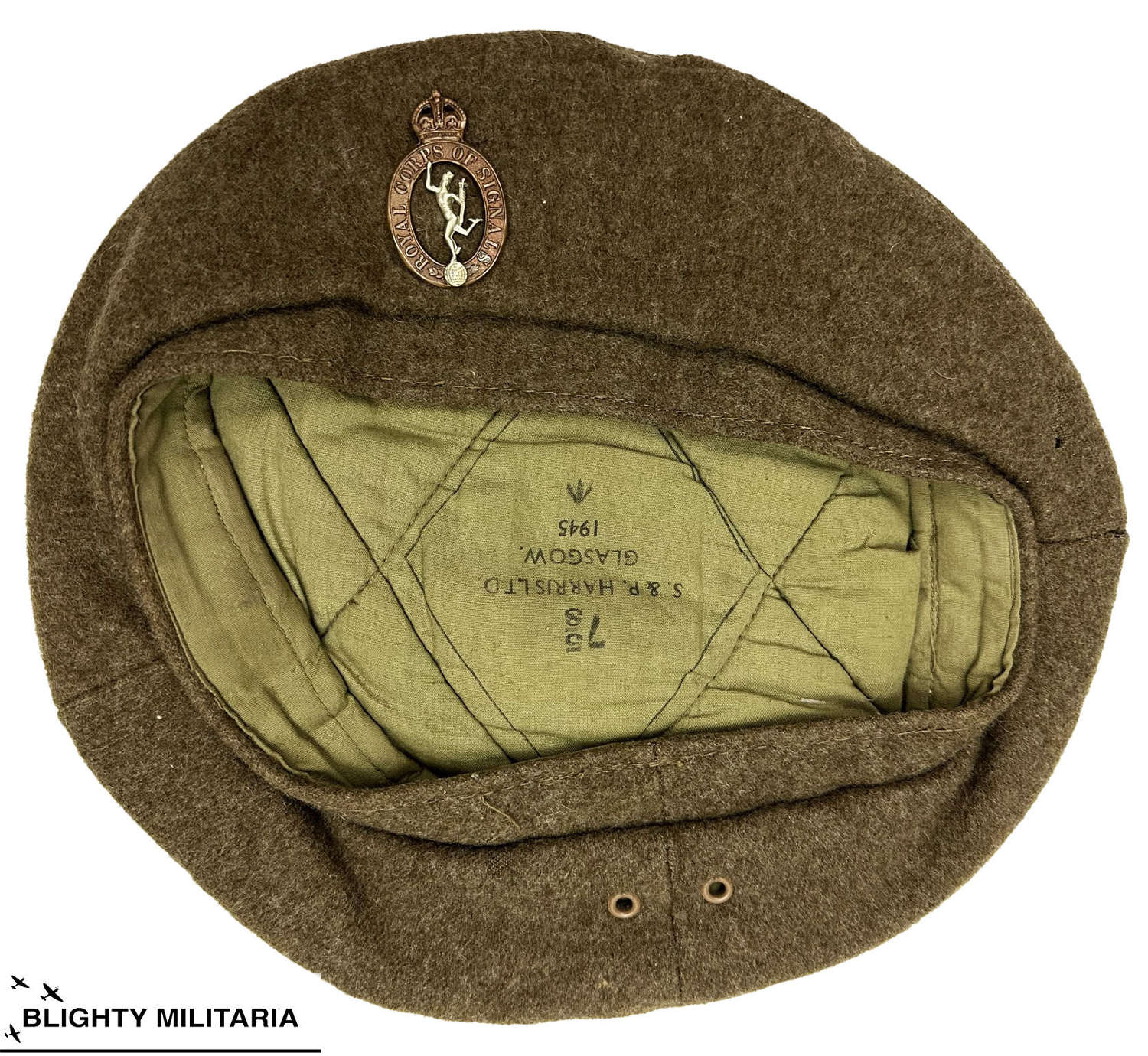 Original 1945 Dated British Army General Service Cap - Size 7 5/8