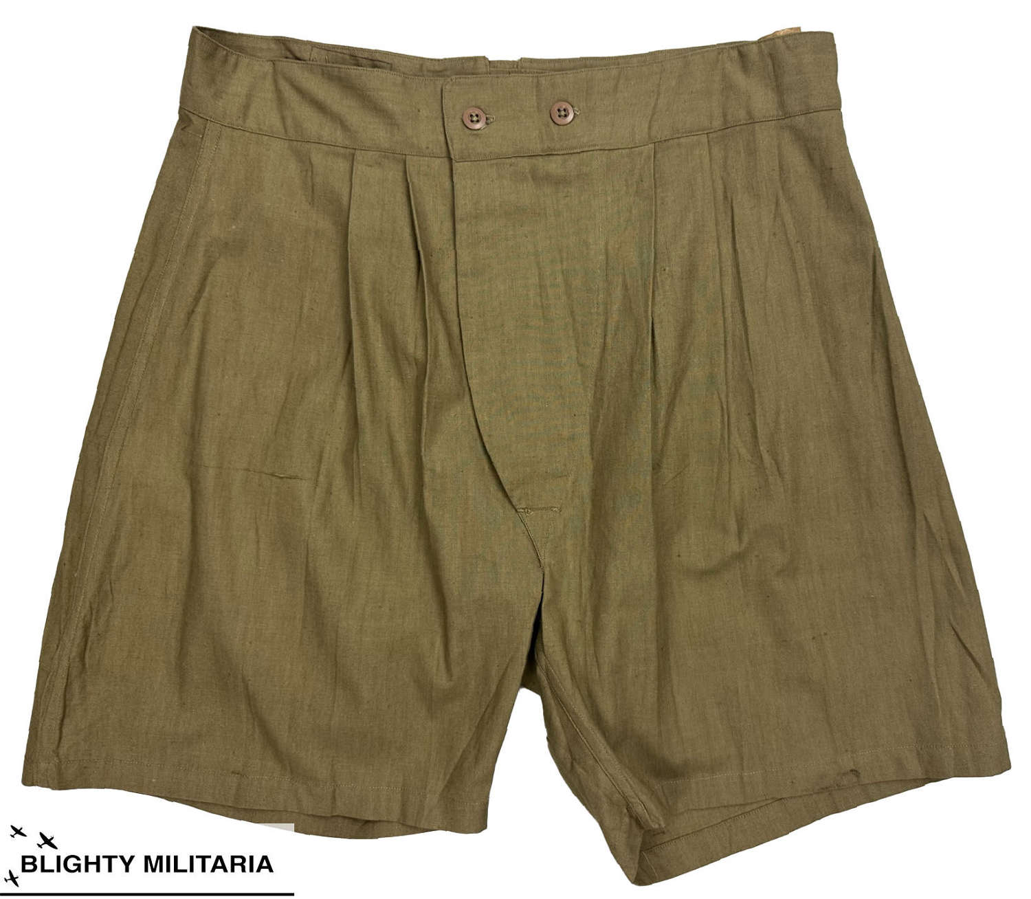 Original 1953 Dated French Army Khaki Linen Boxer Shorts