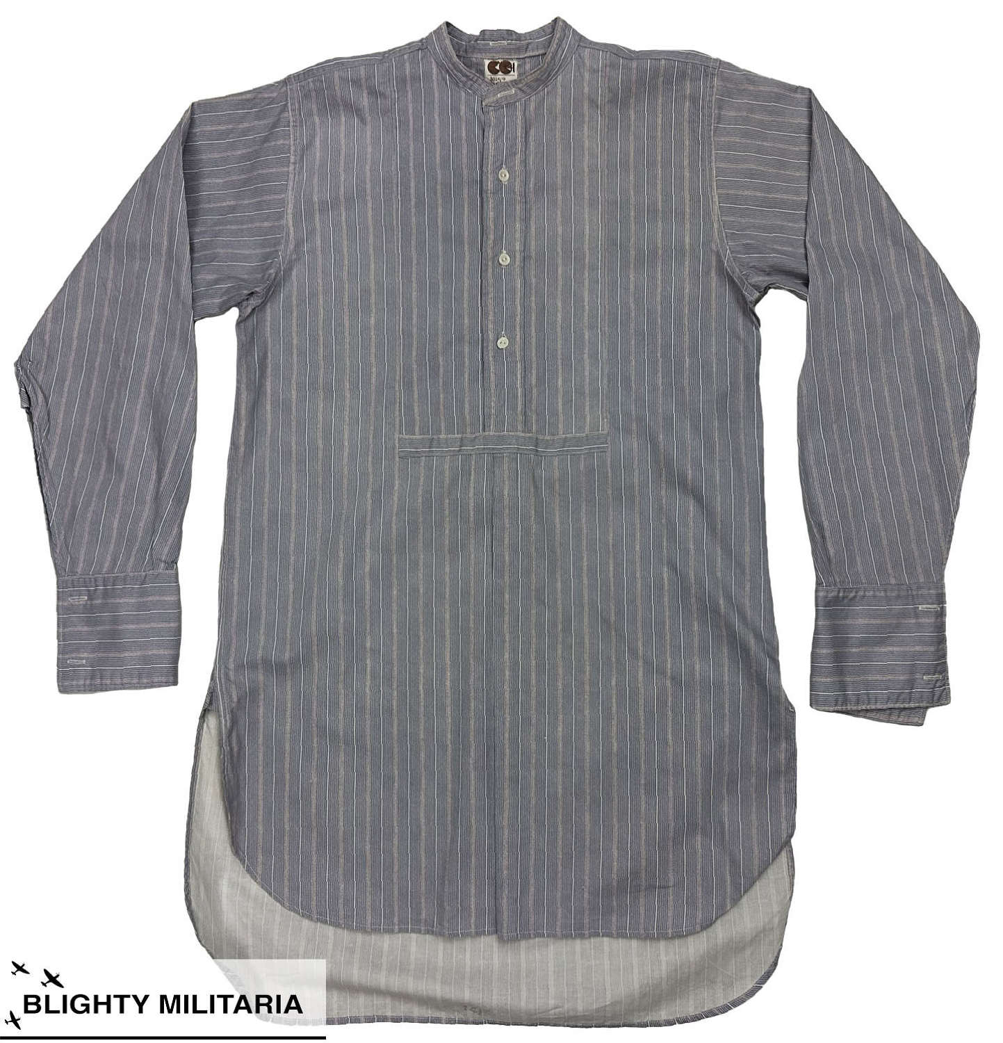 Original 1940s CC41 Collarless Shirt 'Wheatsheaf Brand C.W.S' - 14 1/2