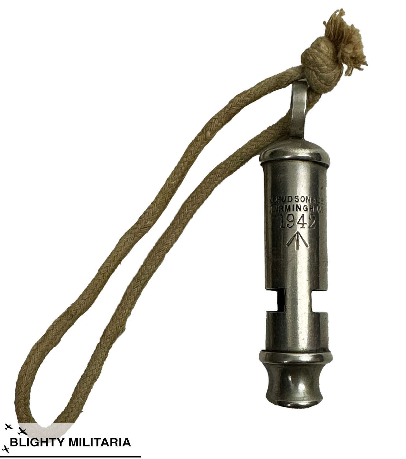 Original 1942 Dated British Army Officer's Whistle + Lanyard
