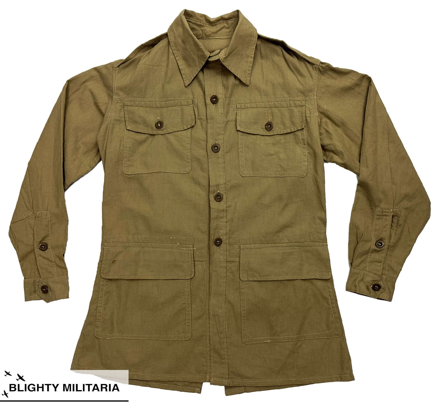 Original 1943 Dated RAF Khaki Drill Bush Shirt - Size 2