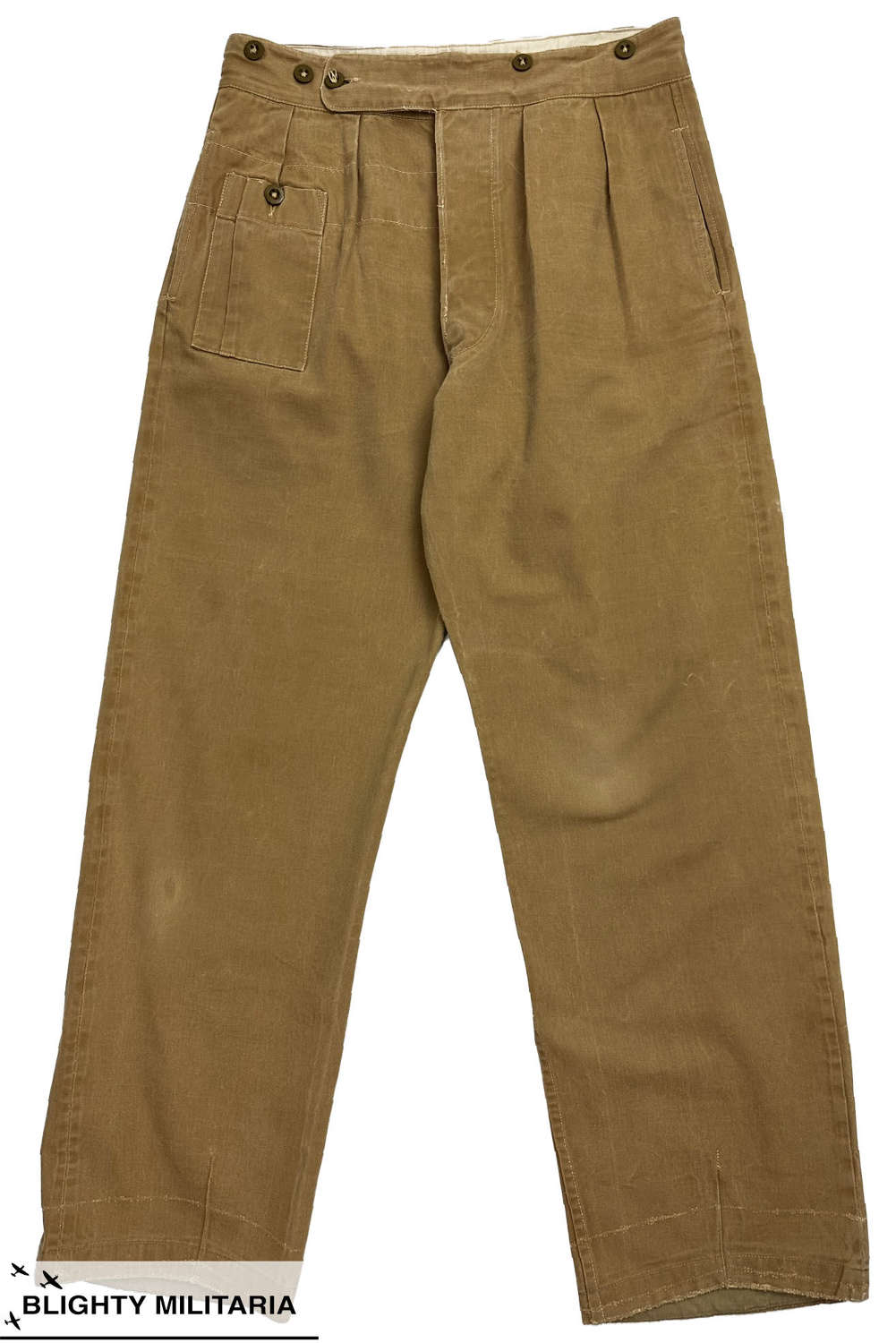 Original 1942 Pattern British Khaki Drill Trousers - Size 34x32