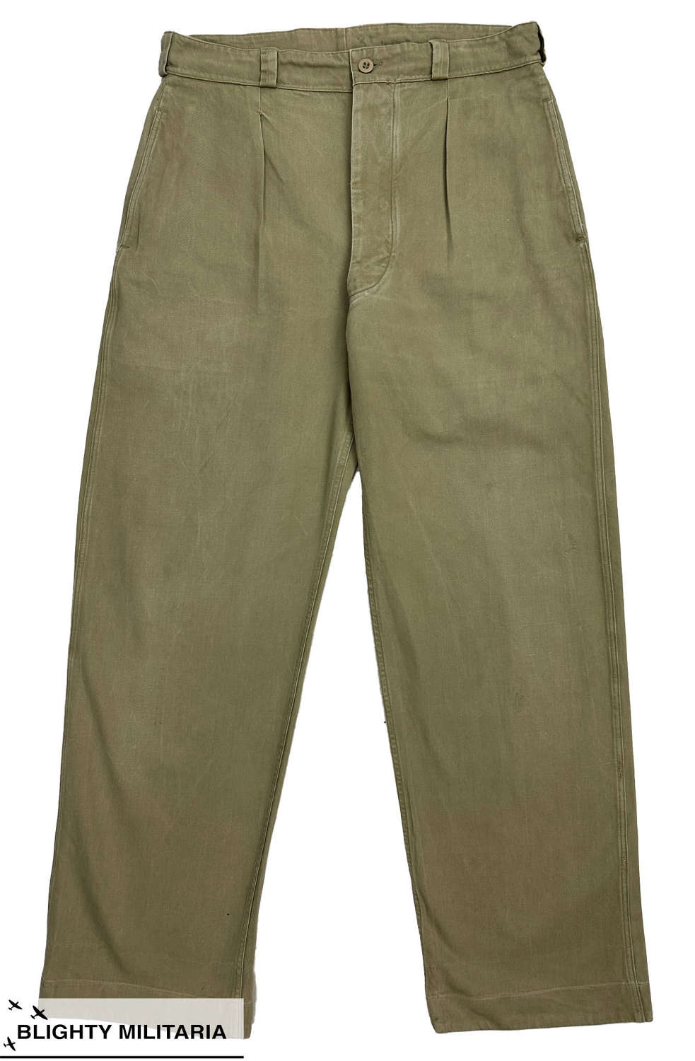 Original 1950s French Army M52 Chino Trousers - Size 34x32