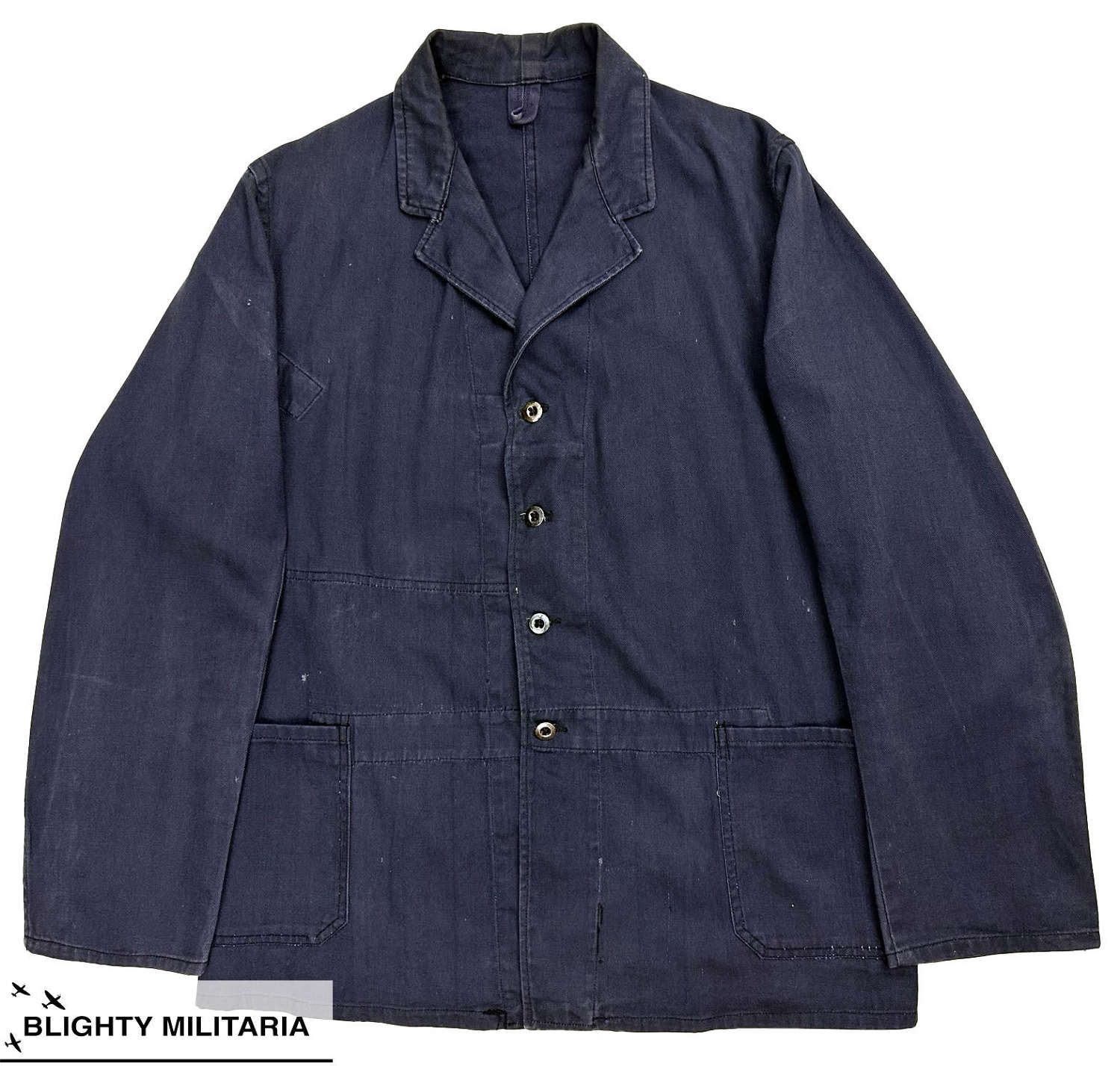 Original 1930s British Indigo Cotton Engineers Jacket - Size 38