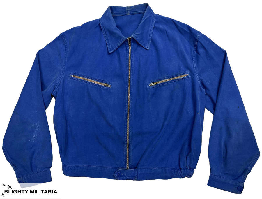 Original 1960s French Blue Workwear Blouson Cyclist Jacket - Size 44