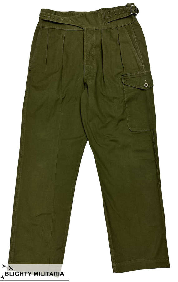 Original British Army 1950 Pattern Jungle Green Trousers - Size 35x30