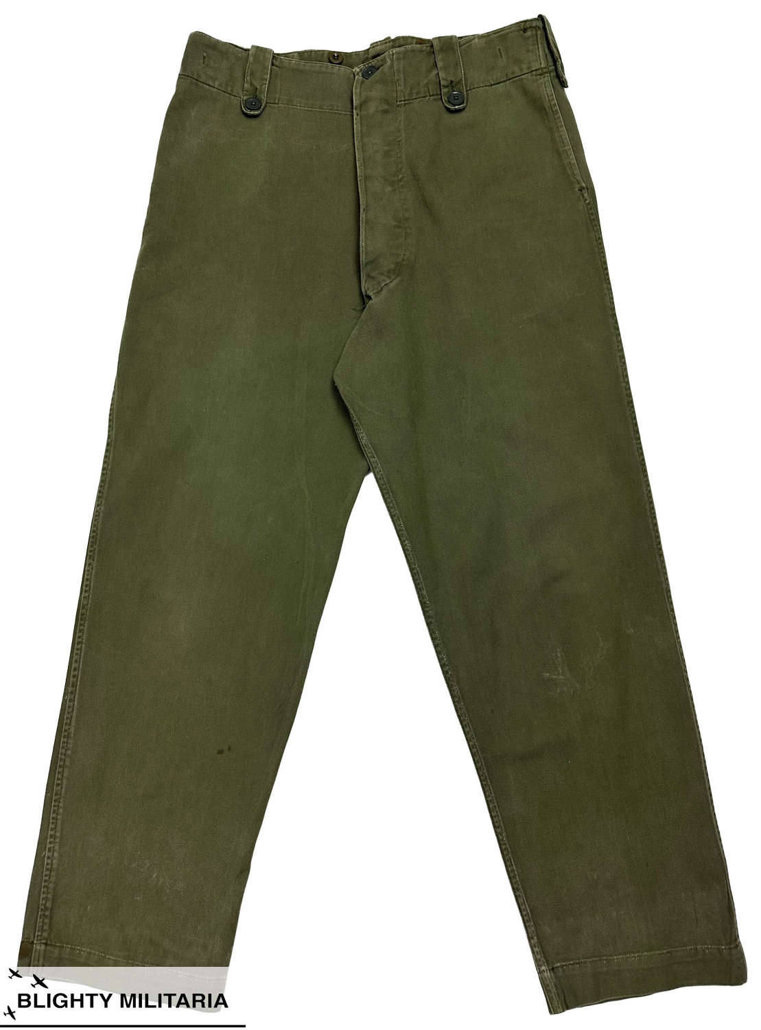 Original 1964 Dated Overall Green Trousers - Size 6 35x30