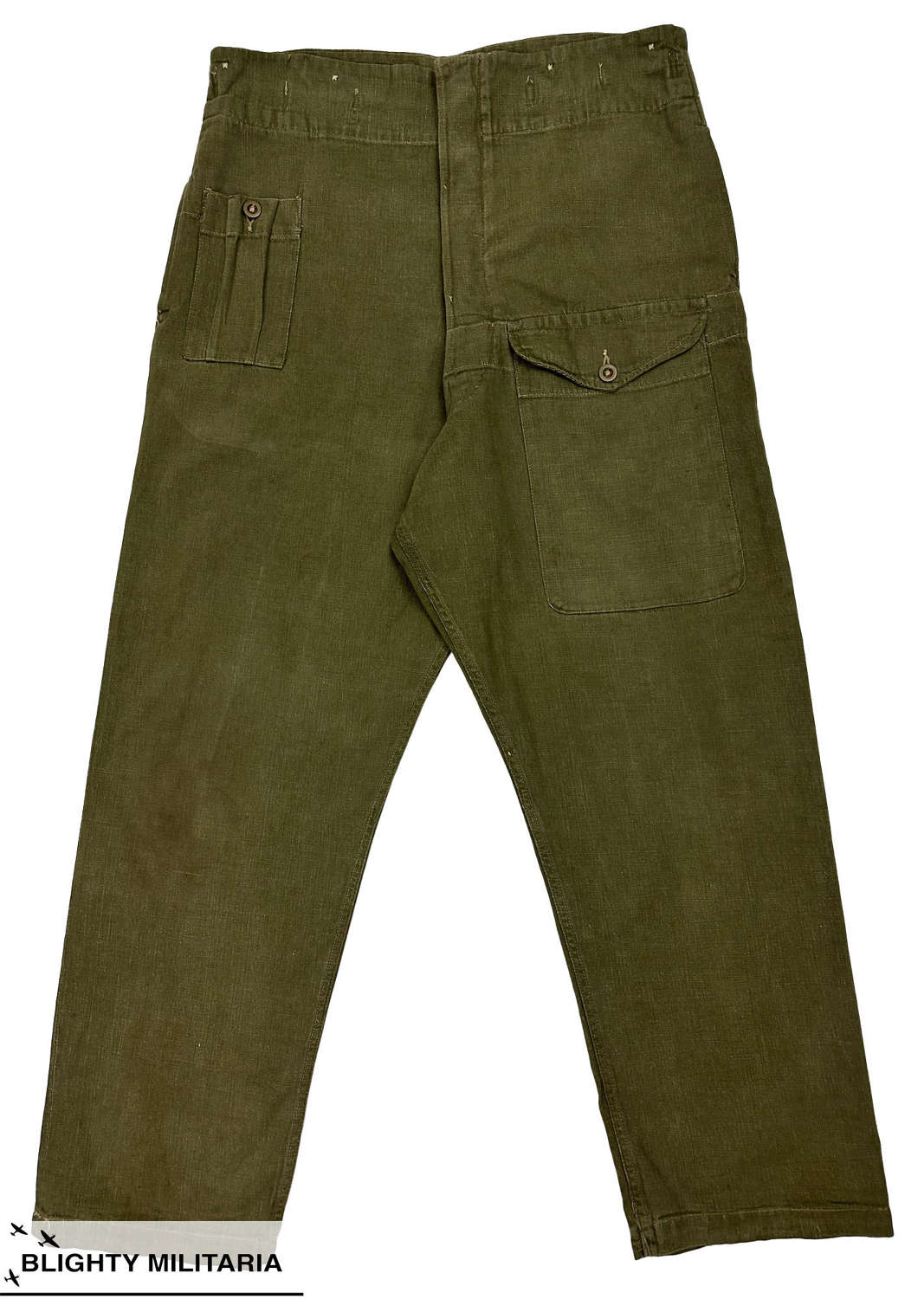 Original 1951 Dated British Denim Battledress Trousers - Size 10
