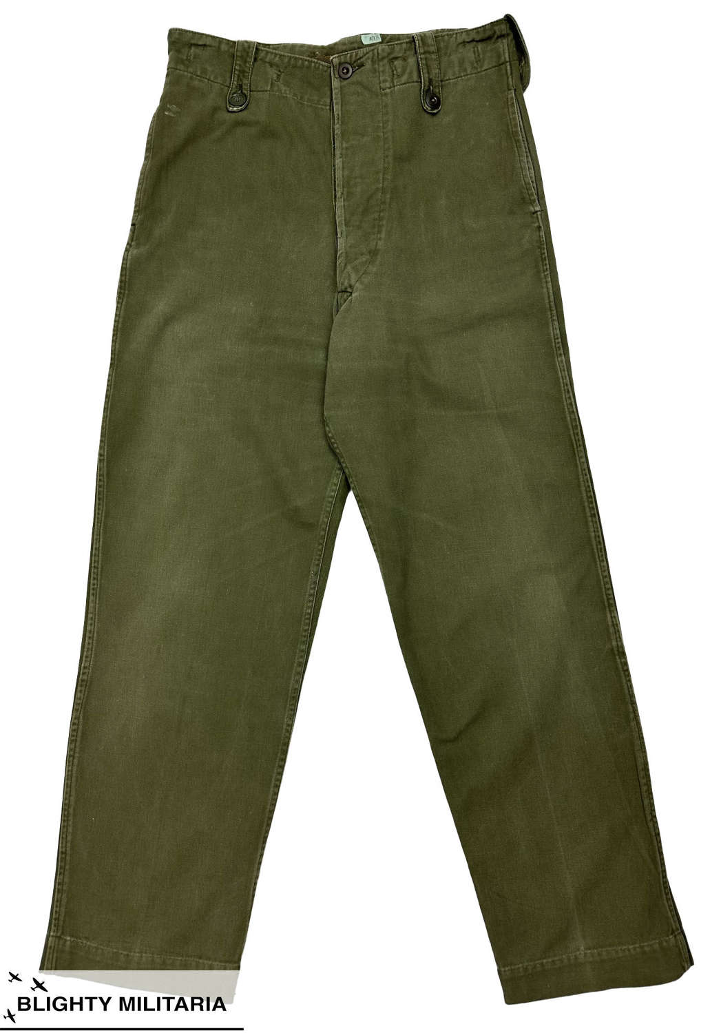 Original 1960s Overall Green Trousers - Size 5 33x30