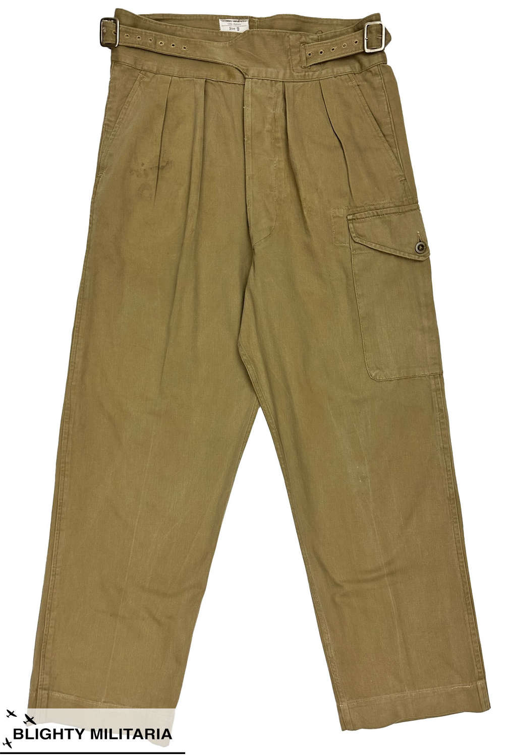 Original 1955 Dated British 1950 Pattern Khaki Drill Trousers - Size 9