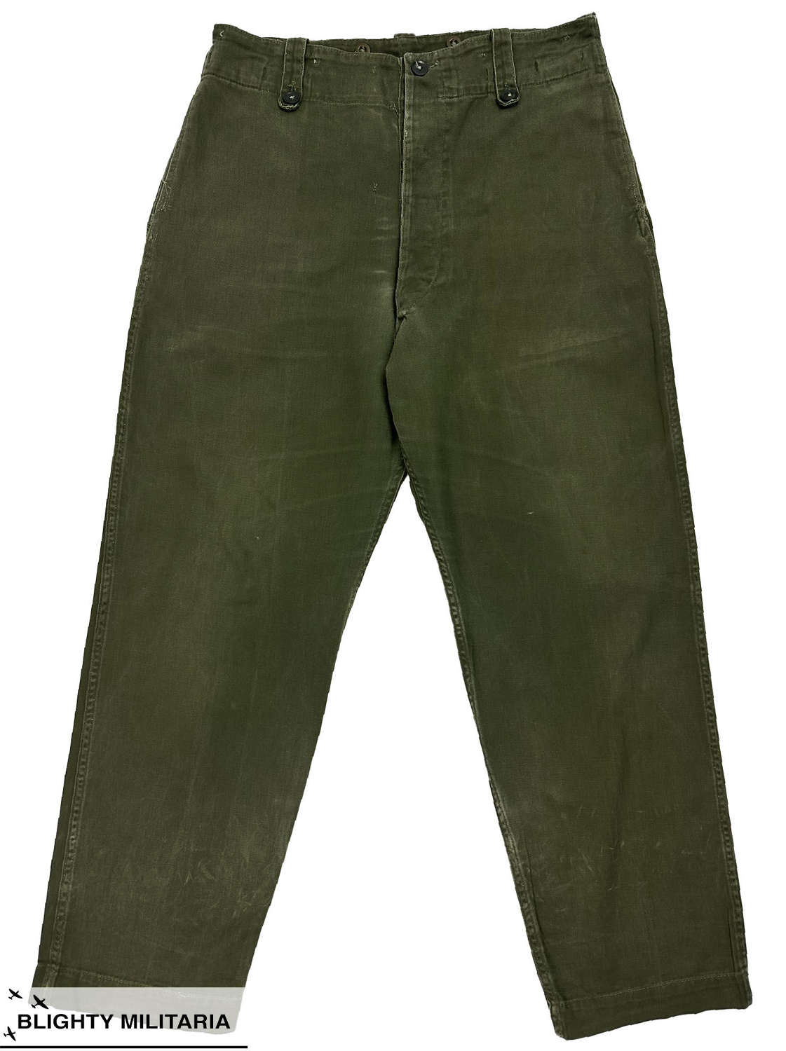 Original 1966 Dated British Army Overall Green Trousers - Size 6 36x31