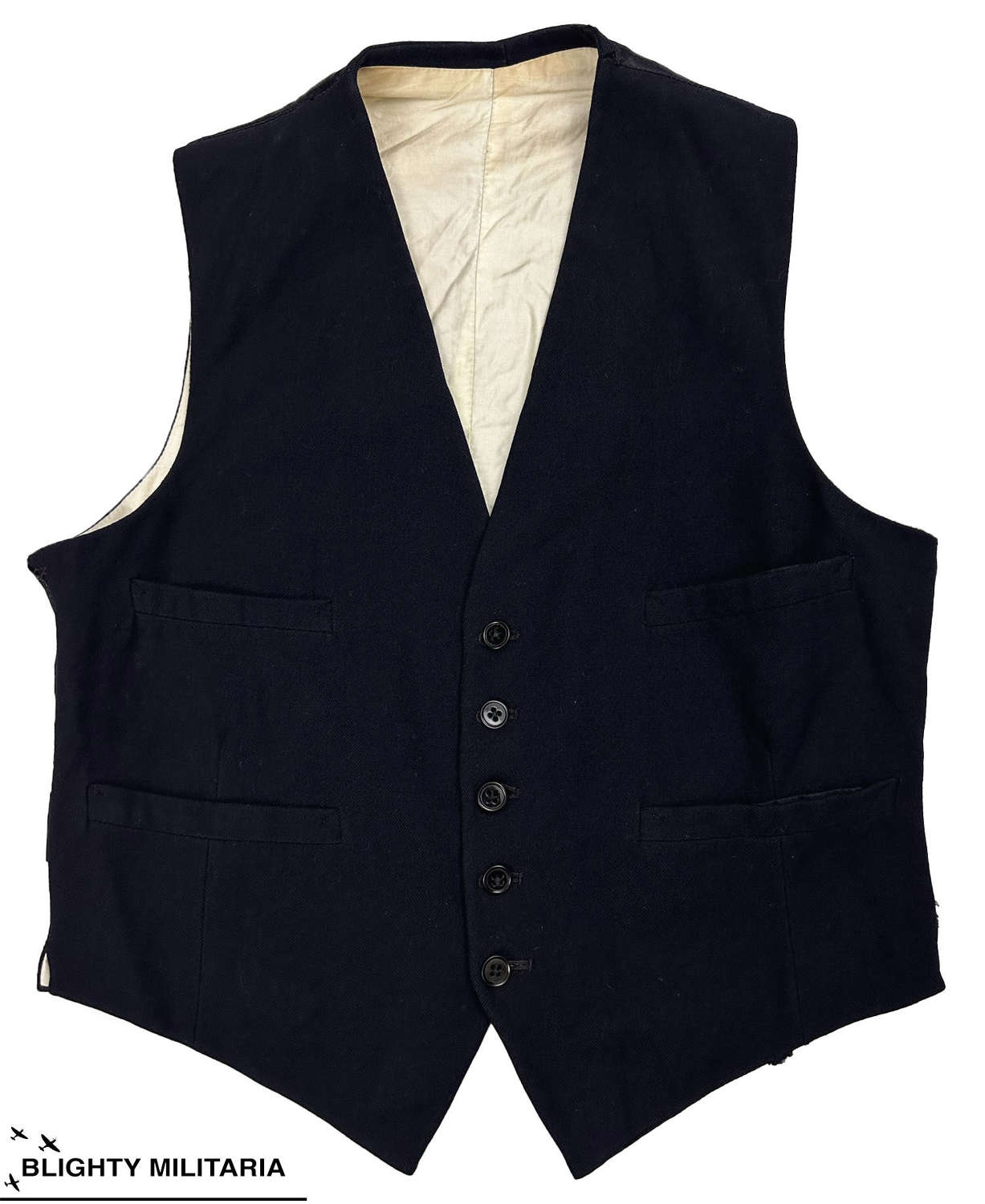Original 1940s Men's Navy Blue Five Button Waistcoat