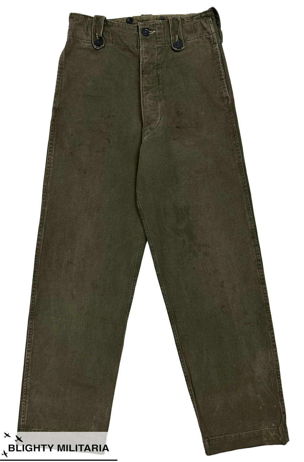 Original 1960s British Overall Green Trousers - Size 29x29