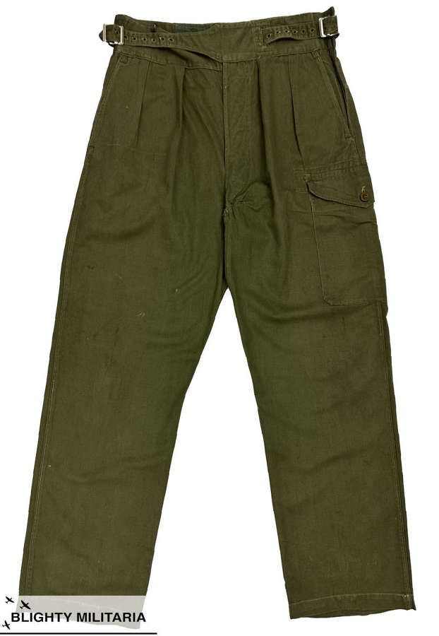 Original 1955 Dated British 1950 Pattern Jungle Green Trousers Size 10