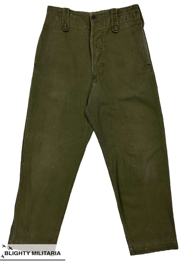 Original 1960s British Overall Green Trousers - Size 30x29