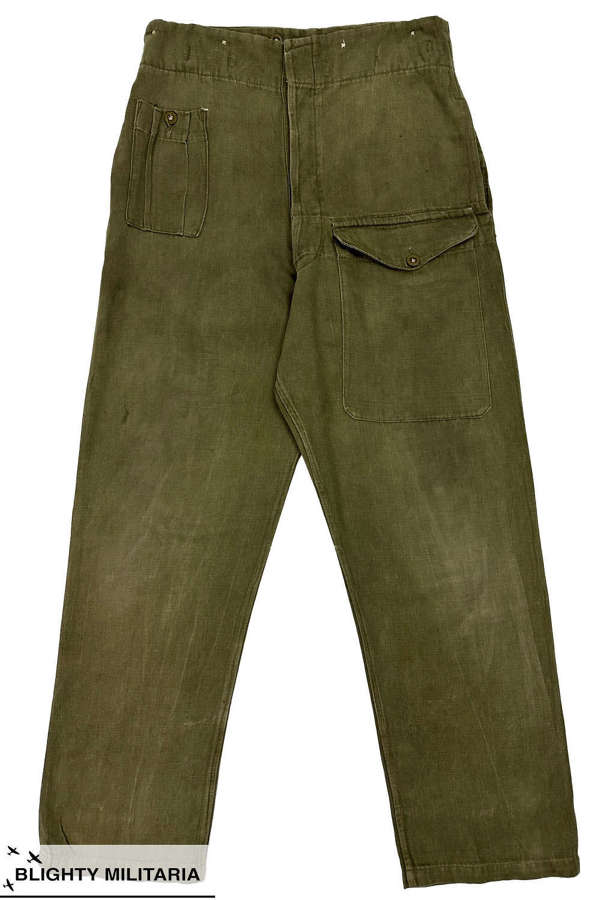 Original 1954 Dated British Army Denim Battledress Trousers - Size 7