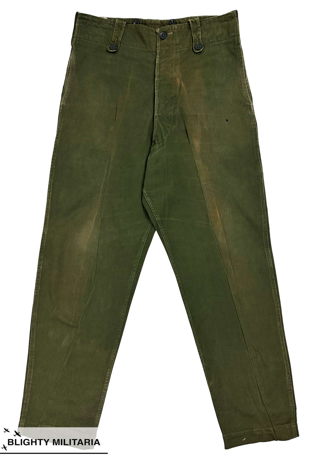 Original 1966 Dated Overall Green Trousers - Size 5 33x30.5