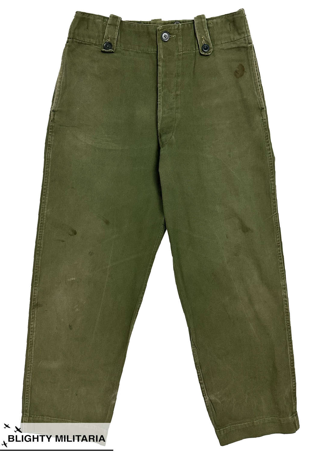 Original 1960s British Overall Green Trousers - Size 2 32x28
