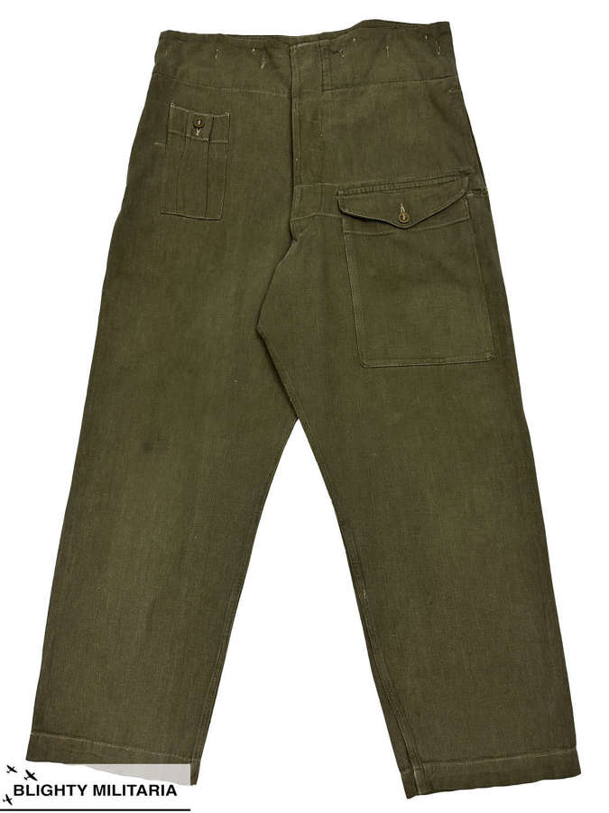 Original 1951 Dated British Denim Battledress Trousers - Size 8